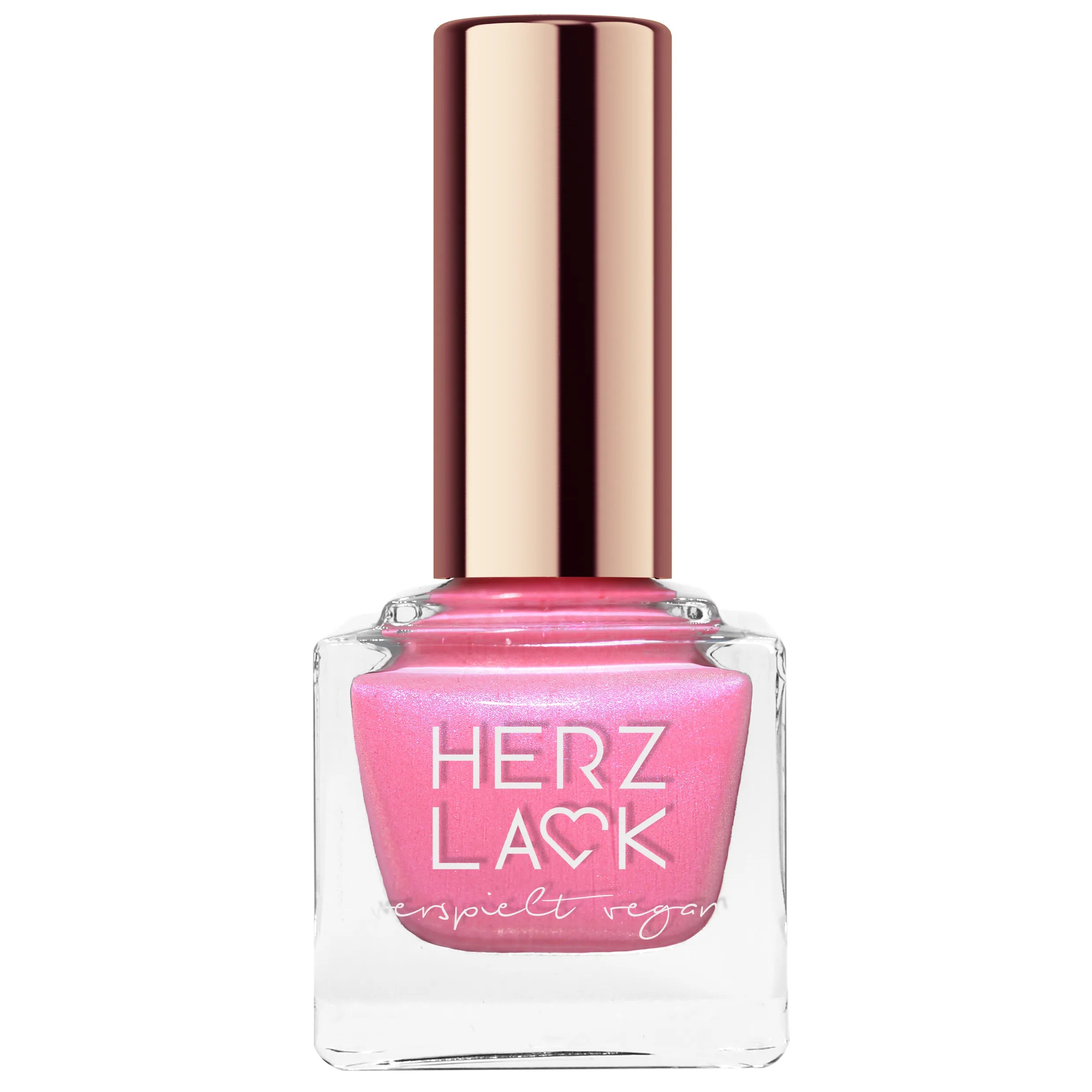 Flasche Nagellack HERZLACK in der Farbe BauernröschenPfingstrose in rosa pink mit Schimmer