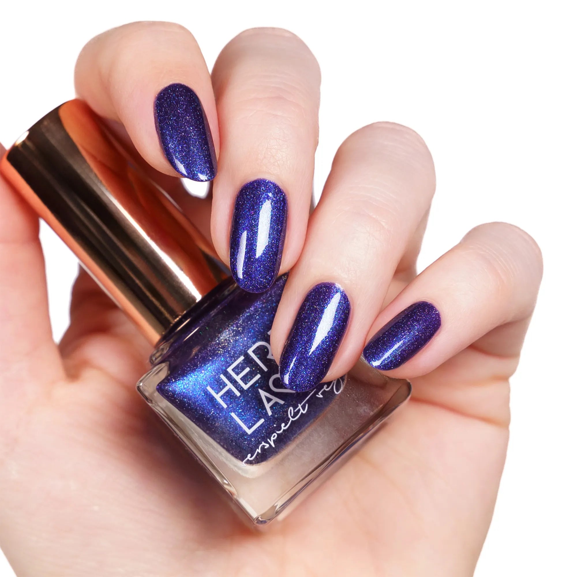 HERZLACK Nagellack mit Holo Glitzer Herbstzauber Blaubeerchen